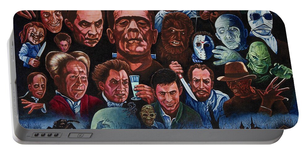 Monsters Portable Battery Charger featuring the painting Monsters by Michael Frank