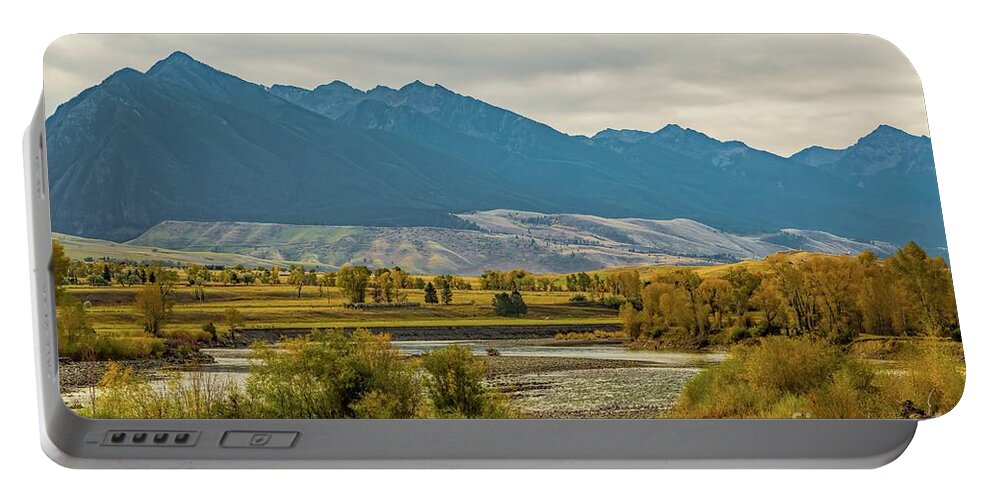 Jon Burch Portable Battery Charger featuring the photograph Montana Yellowstone River View by Jon Burch Photography
