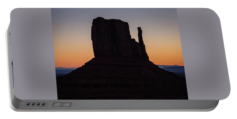 Silhouette Portable Battery Charger featuring the photograph Monument Morning by Gary Migues
