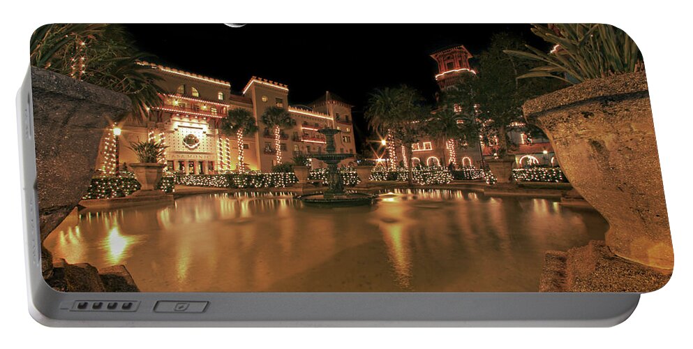 St Augustine Portable Battery Charger featuring the photograph Moon over St Augustine by Robert Och