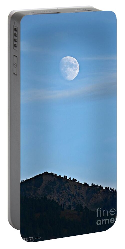 Moon Portable Battery Charger featuring the photograph Moon Over the Mountains by Dorrene BrownButterfield