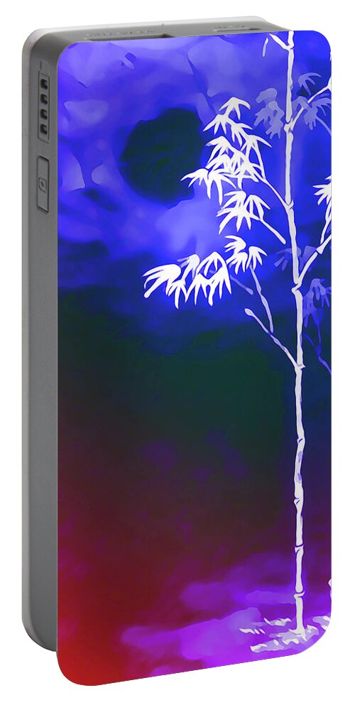 Moonlight Bamboo Portable Battery Charger featuring the painting Moonlight Bamboo by Jeelan Clark