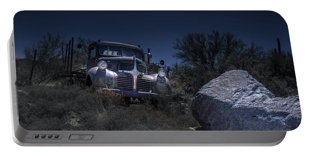 Truck Portable Battery Charger featuring the photograph Moonlit find by Darrell Foster