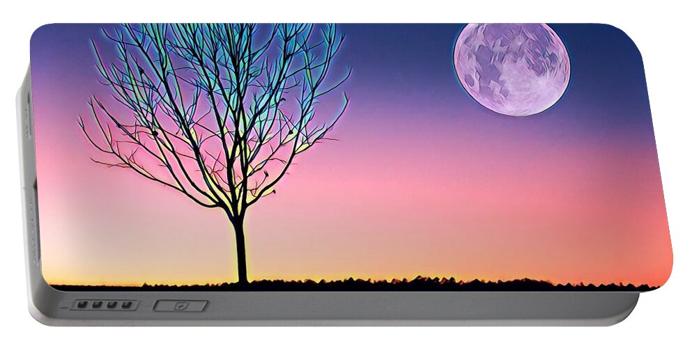 Nature Portable Battery Charger featuring the painting Moonrise by Denise Railey