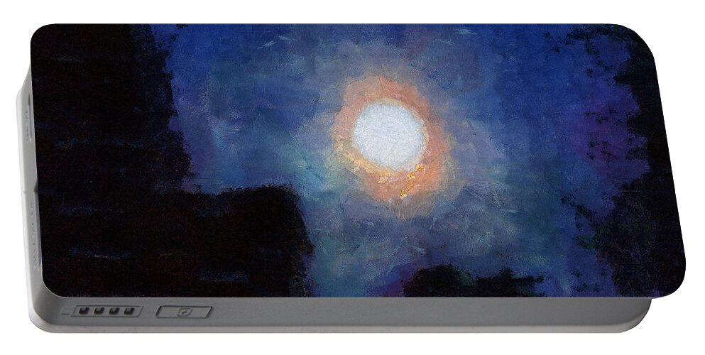 Moon Portable Battery Charger featuring the mixed media Moonscape by Christopher Reed