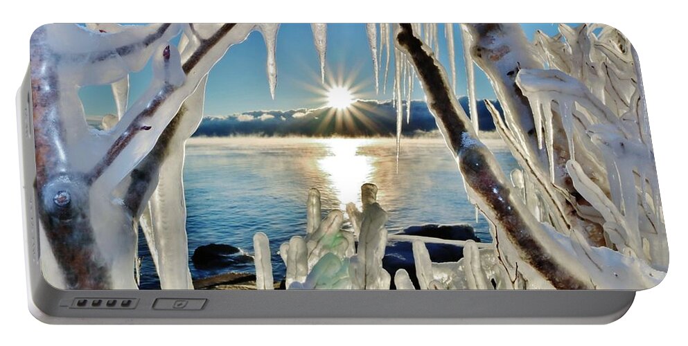  Portable Battery Charger featuring the photograph Morning Ice by Michelle Hauge