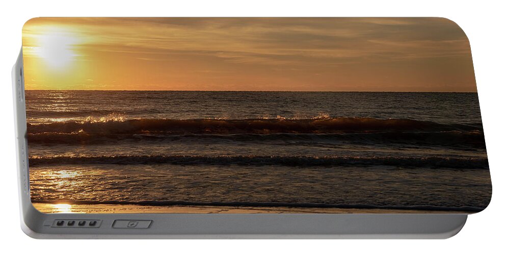 Sunrise Portable Battery Charger featuring the photograph Morning Waves on Hilton Head No. 0379 by Dennis Schmidt