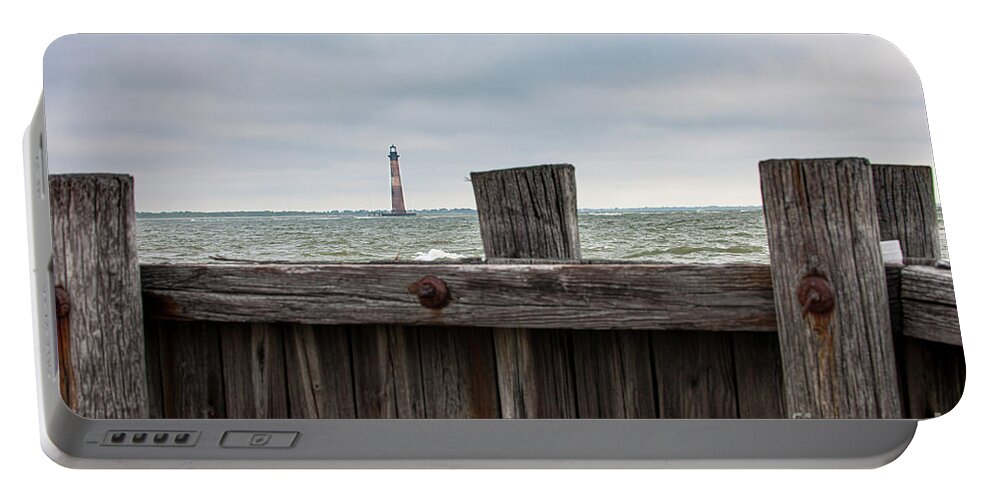 Morris Island Lighthouse Portable Battery Charger featuring the photograph Morris Island Lighthouse - Charleston South Carolina - Save the Light by Dale Powell