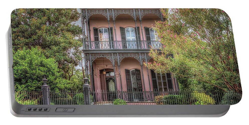 Garden District Portable Battery Charger featuring the photograph Morris Israel House by Susan Rissi Tregoning