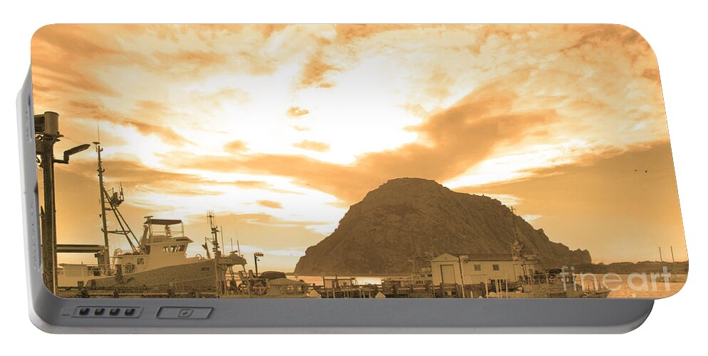 Morro Rock Portable Battery Charger featuring the photograph Morro Rock Sky by Michael Rock