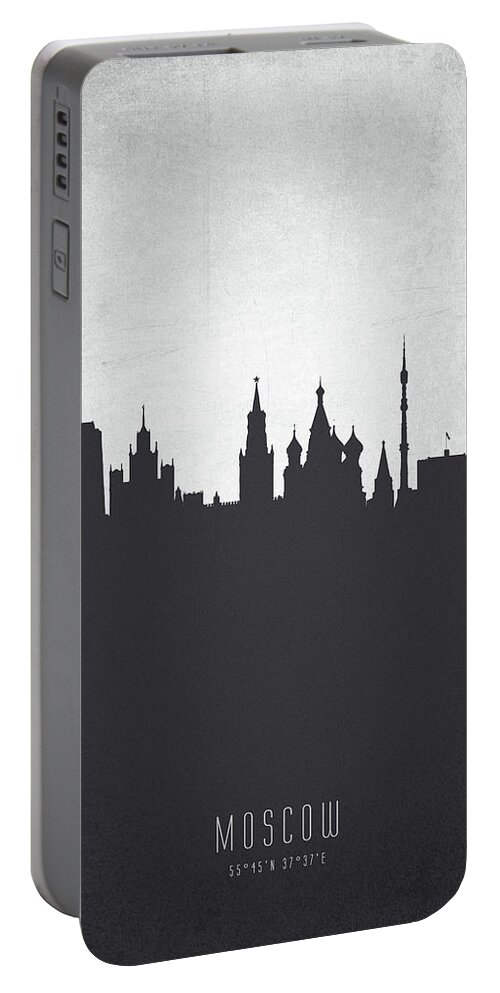 Moscow Portable Battery Charger featuring the digital art Moscow City Skyline RUSMW19 by Aged Pixel