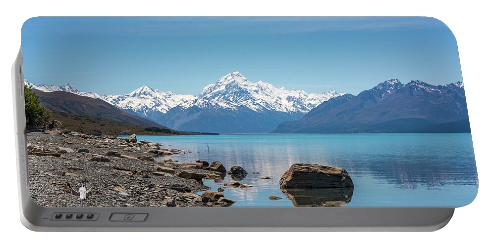 Mount Cook Portable Battery Charger featuring the photograph Mount Cook from Lake Pukaki by Racheal Christian