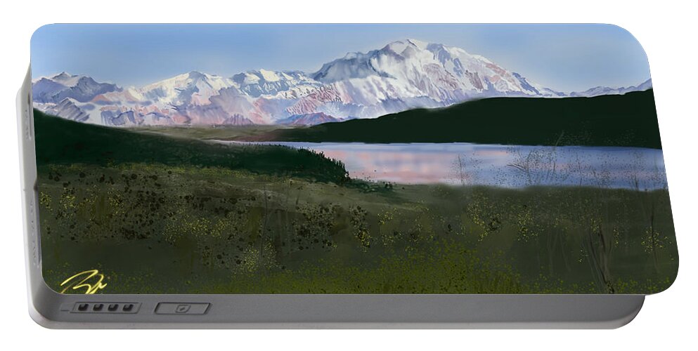 Mount Mckinley Portable Battery Charger featuring the digital art Mount Mckinley from Wonder Lake by Joel Deutsch