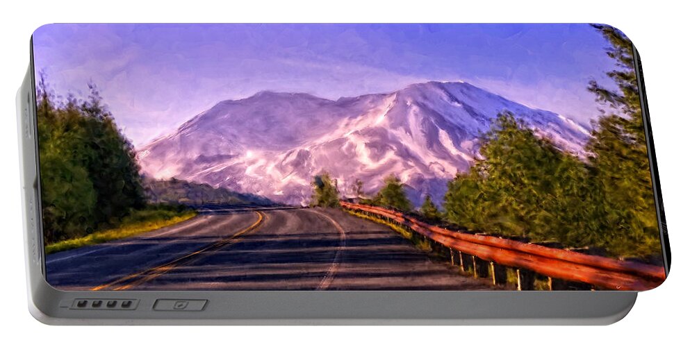 Mount St. Helens Portable Battery Charger featuring the painting Mount St. Helens Morning by Jeanette Mahoney