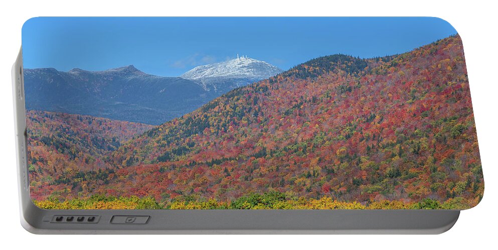 Mount Portable Battery Charger featuring the photograph Mount Washington First Foliage Snow by White Mountain Images