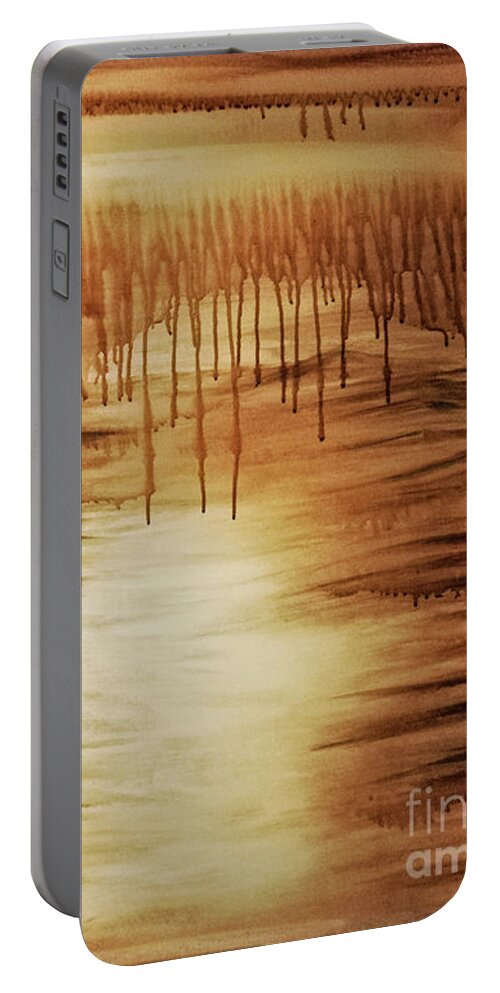 Landscape Portable Battery Charger featuring the painting Mountain Dew by Fei A