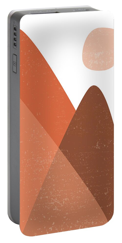 Mid Century Modern Portable Battery Charger featuring the photograph Mountain Ranges - Minimal Abstract - Terracotta Art - Contemporary, Modern Print - Brown by Studio Grafiikka