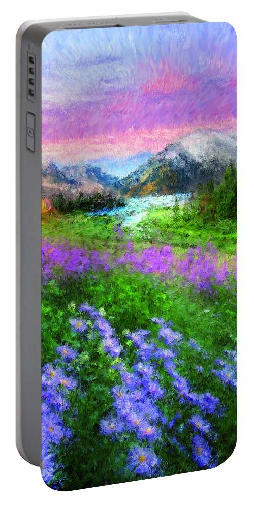 Mountains Portable Battery Charger featuring the painting Mountains by Vart Studio