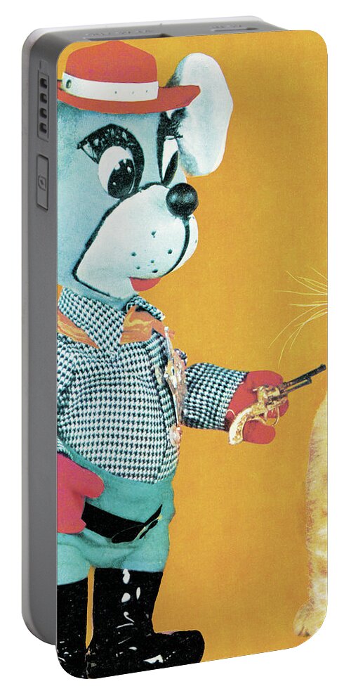 Animal Portable Battery Charger featuring the drawing Mouse and Cat by CSA Images