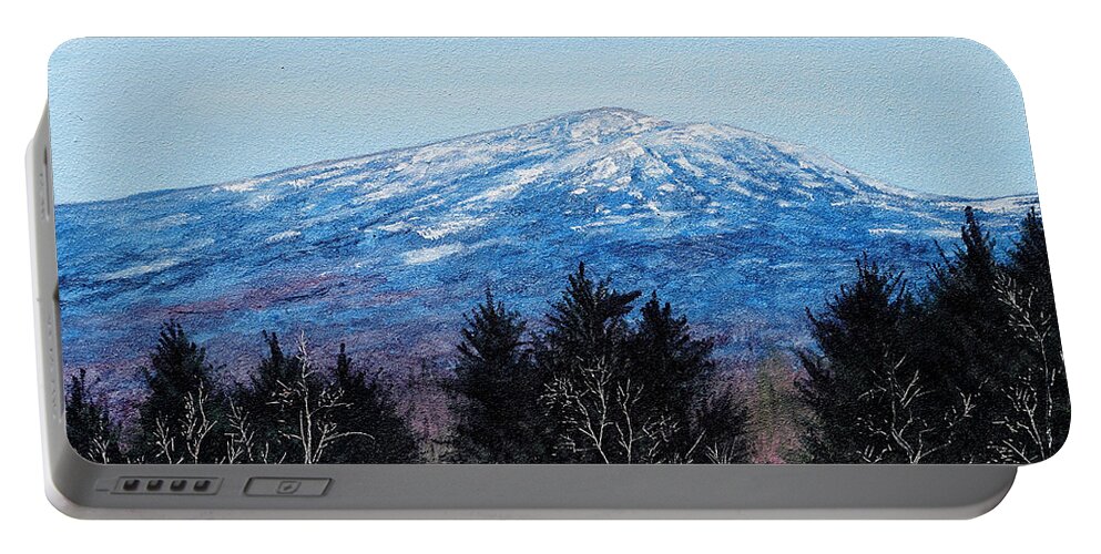 Monadnock Region Portable Battery Charger featuring the painting Mt. Monadnock Spring Snow by Paul Gaj
