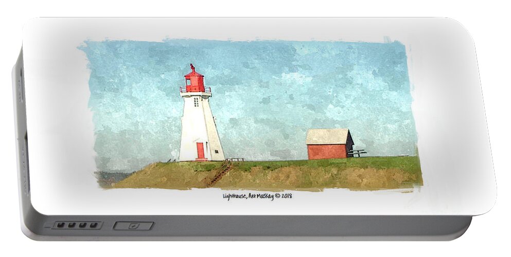 Mulholland Lighthouse Portable Battery Charger featuring the digital art Mullholand Lighthouse 2 by Art MacKay