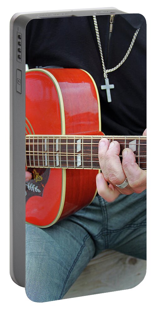 People Portable Battery Charger featuring the photograph Music Man by Jennifer Robin