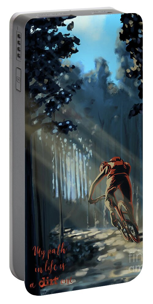 Mountainbike Art Portable Battery Charger featuring the painting My dirt path by Sassan Filsoof