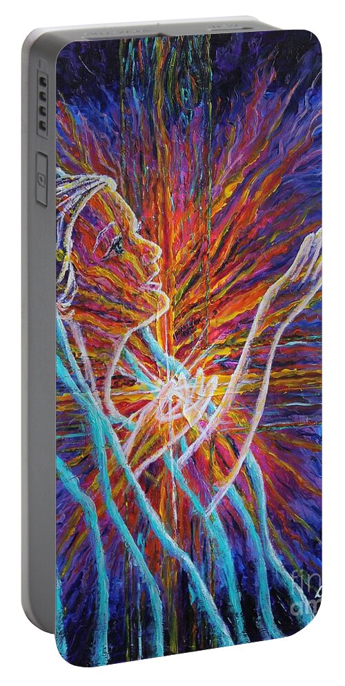 Magnificat Portable Battery Charger featuring the painting My Soul Doth Magnify the Lord by Linda Donlin