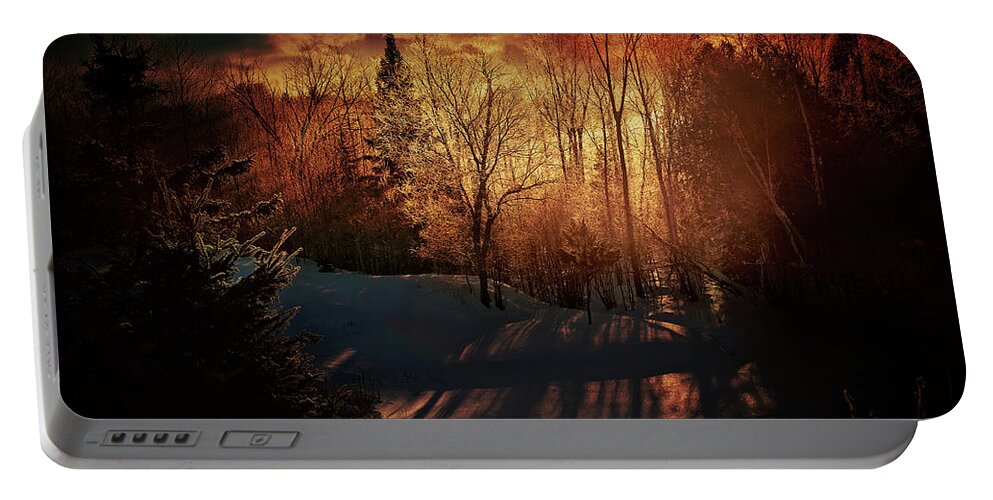 Mystic Sunset Portable Battery Charger featuring the photograph Mystic Sunset by Gwen Gibson