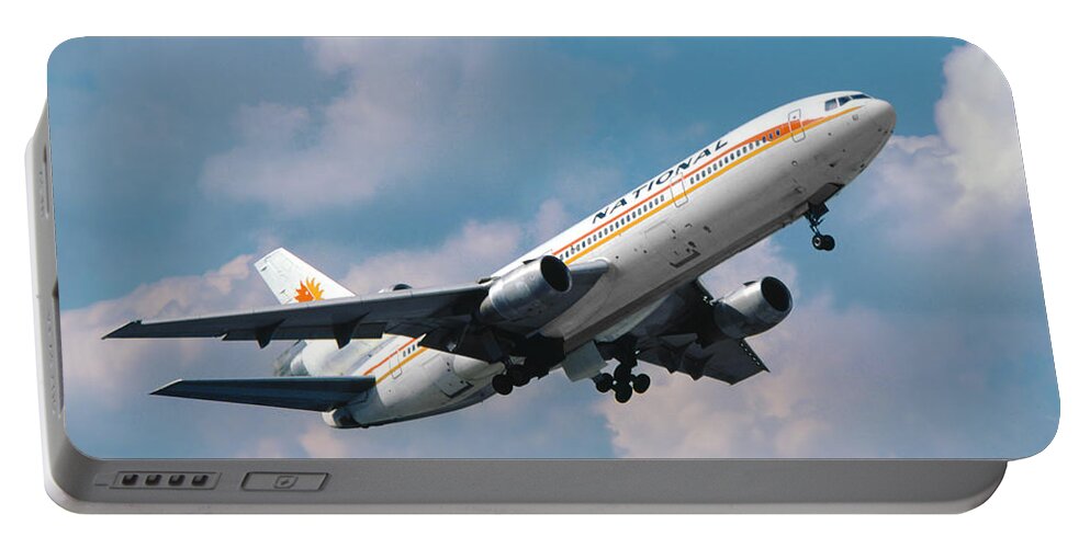 National Airlines Portable Battery Charger featuring the photograph National Airlines DC-10 Takeoff by Erik Simonsen