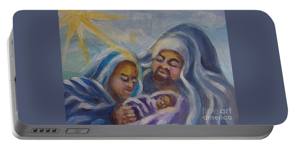 Nativity Portable Battery Charger featuring the painting Nativity by Saundra Johnson
