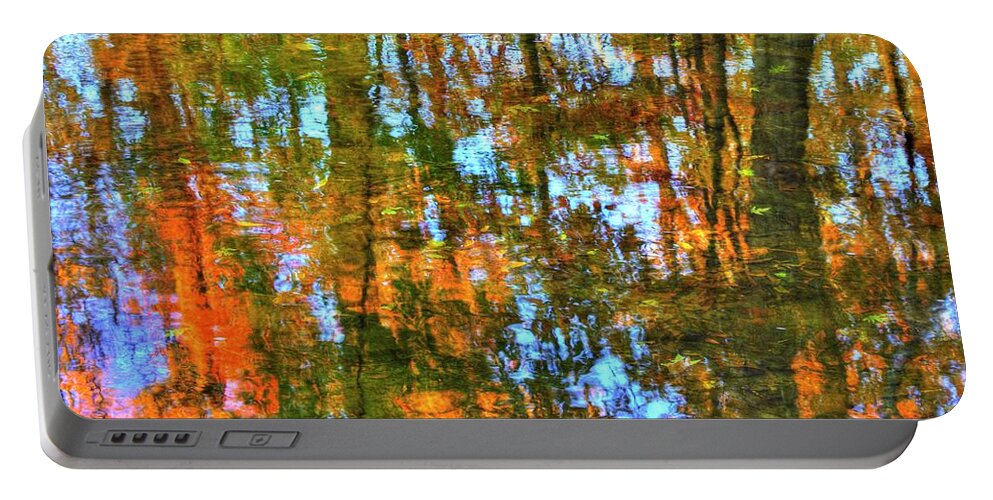 Abstract Art Portable Battery Charger featuring the photograph Natural Abstract - Refections in French Creek Near the Rapp's Dam Covered Bridge - Chester County PA by Michael Mazaika