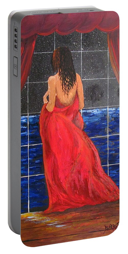 Nature Portable Battery Charger featuring the painting Nature's Pleasure by Gloria E Barreto-Rodriguez