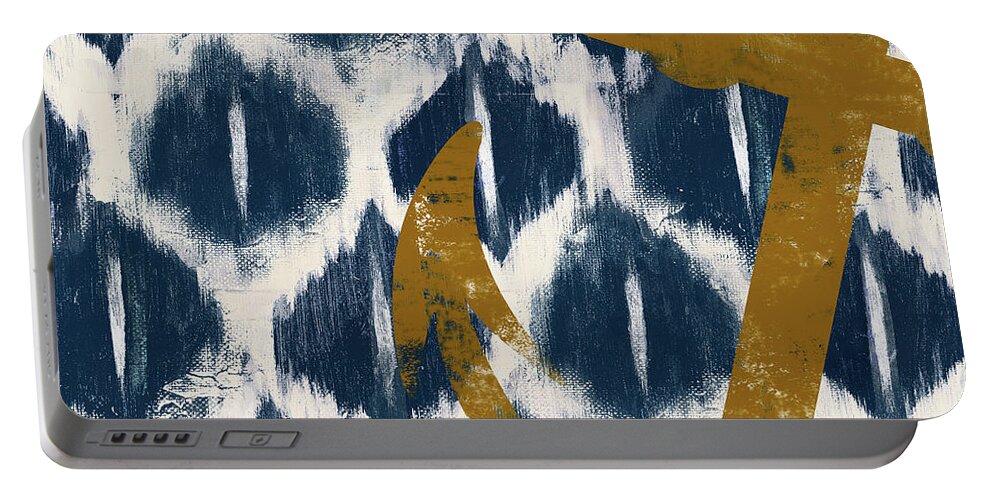 Nautical Portable Battery Charger featuring the painting Nautical Ikat I by Patricia Pinto