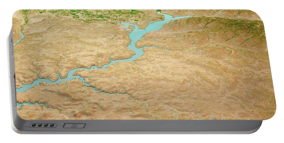 Navajo Portable Battery Charger featuring the digital art Navajo Lake 3D Render Aerial Horizon View From South Aug 2019 by Frank Ramspott