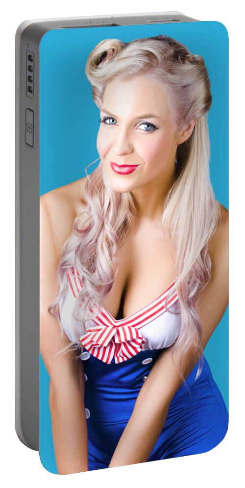 Sailor Portable Battery Charger featuring the photograph Navy pinup woman by Jorgo Photography