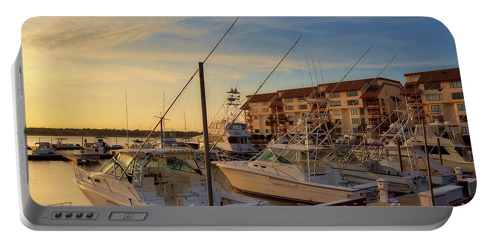 Scenic Portable Battery Charger featuring the photograph Near Sunset At The Marina by Kathy Baccari