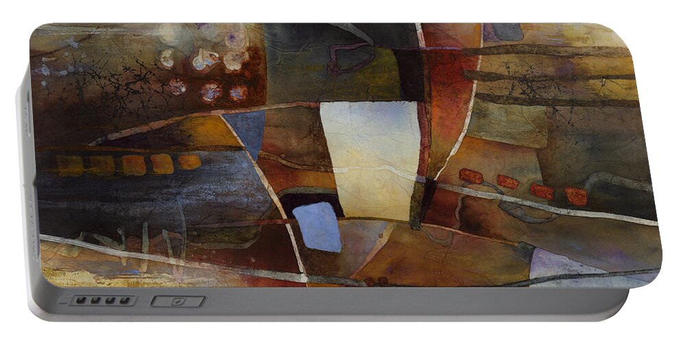 Abstract Portable Battery Charger featuring the painting Neutral Elements 2- Horizontal by Hailey E Herrera