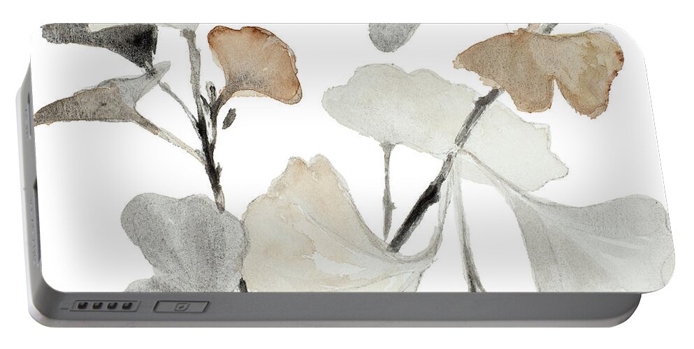 Neutral Portable Battery Charger featuring the painting Neutral Ginko Stems I by Lanie Loreth