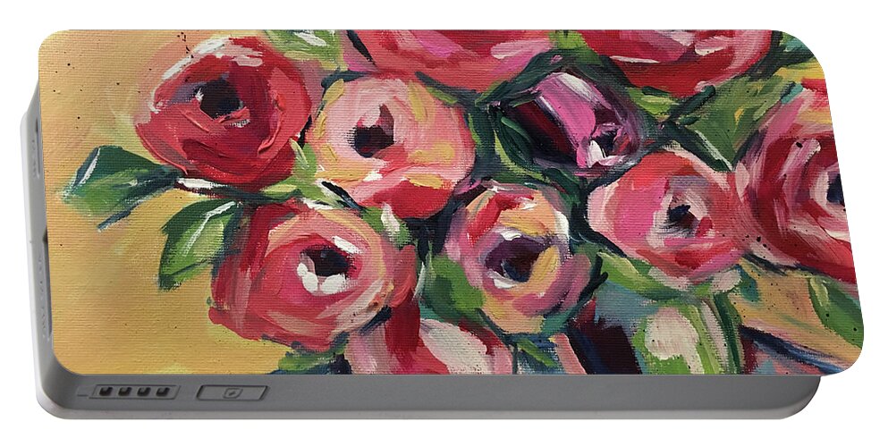 Roses Portable Battery Charger featuring the painting New Roses by Roxy Rich