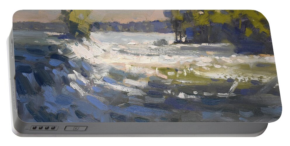 Niagara River Portable Battery Charger featuring the painting Niagra River at Goat Island by Ylli Haruni