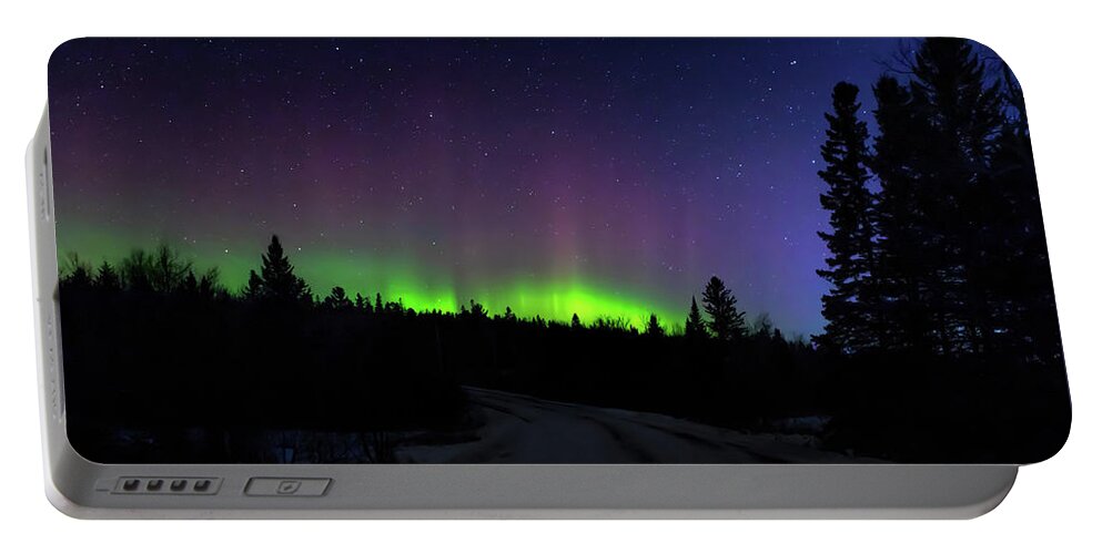 Northern Lights Portable Battery Charger featuring the photograph Night Dancer by Susan Rissi Tregoning