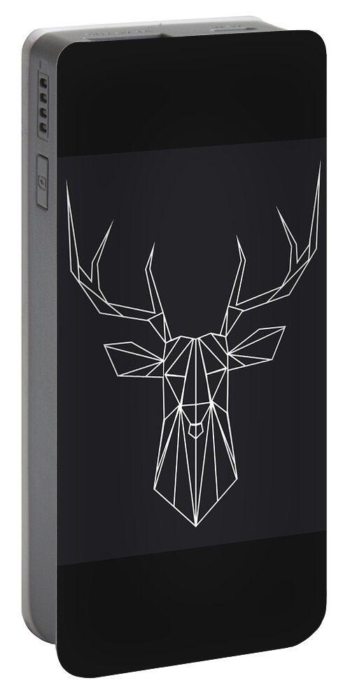 Deer Portable Battery Charger featuring the digital art Night Deer by Naxart Studio