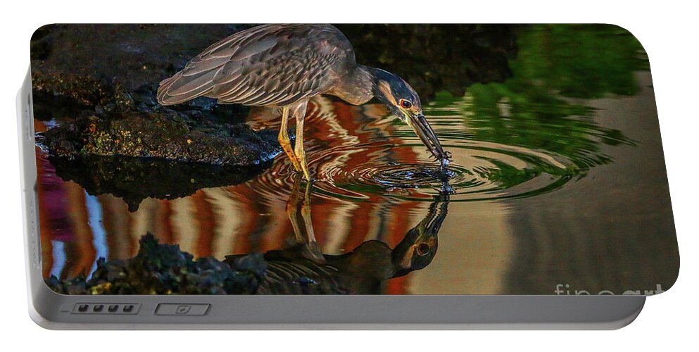 Heron Portable Battery Charger featuring the photograph Night Heron Catch by Tom Claud