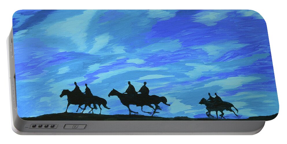 Night Portable Battery Charger featuring the painting Night Riders by Aicy Karbstein