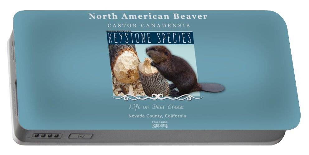 Castor Canadensis Portable Battery Charger featuring the digital art North American Beaver by Lisa Redfern