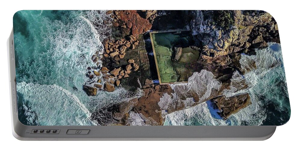 Chriscousins Portable Battery Charger featuring the photograph North Curl Curl Headland and Pool by Chris Cousins