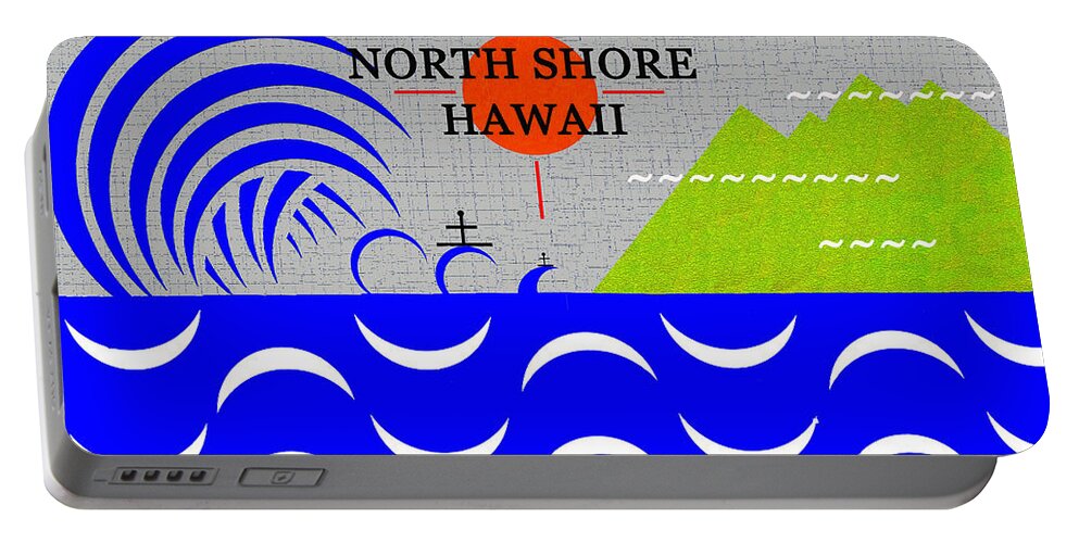 North Shore Hawaii Portable Battery Charger featuring the digital art North Shore Hawaii surfing art by David Lee Thompson