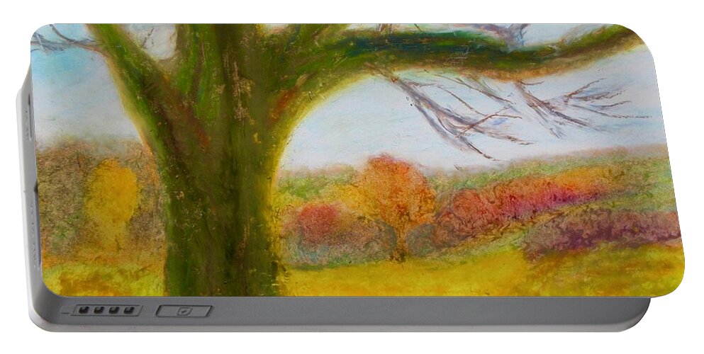Landscape Tree Meadow Autumn Fall Leaves Series Seasons Portable Battery Charger featuring the drawing Northampton County Autumn by Thomas Santosusso