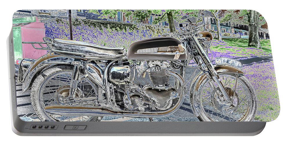 Norton Motorbike-negation Portable Battery Charger featuring the photograph Norton motorbike-negation by Pics By Tony